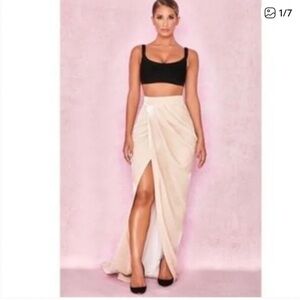 House of CB Cream velvet Maxi Skirt